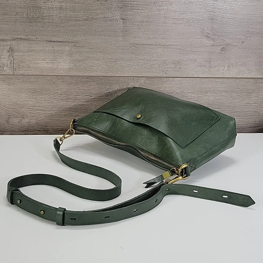 Madewell Dark Green Leather Crossbody Shoulder Bag - Picture 5 of 14